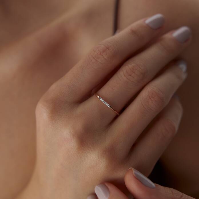 0.03 Ct Pırlanta Mini Beştaş Yüzük - 1