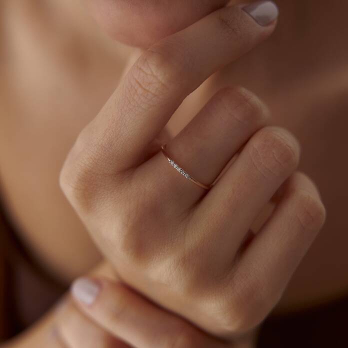 0.03 Ct Pırlanta Mini Beştaş Yüzük - 2