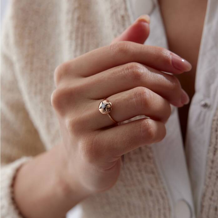 0.03 Ct Pırlanta Tektaş Kutup Yıldızı Yüzük - 3