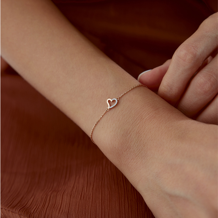 0.03 Karat Heart Pırlanta Bileklik - Özkonak