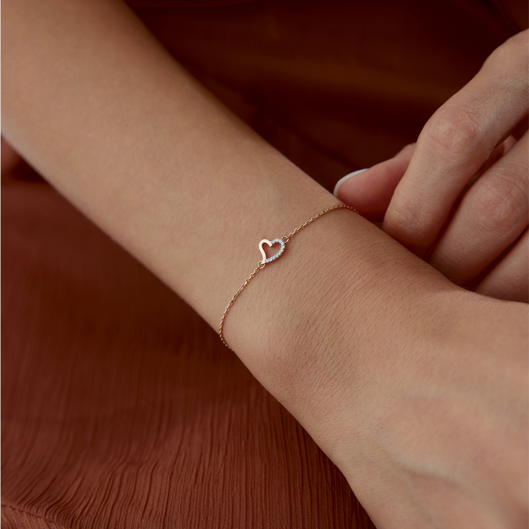 0.03 Karat Heart Pırlanta Bileklik - 1