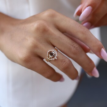 0.05 Ct Pırlanta Pave Yüzük - 4