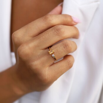 0.05 Ct Pırlanta Twin Citrine Yüzük - Siempre