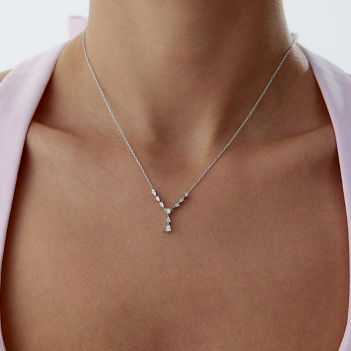 0.05 Karat Sıra Damla Pırlanta Kolye - Özkonak