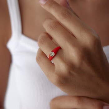 0.07 Ct Mineli Tuel Pırlanta Yüzük - 4