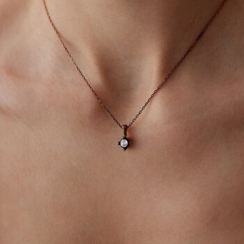 0.08 Ct Elmas Tektaş Kolye - Özkonak