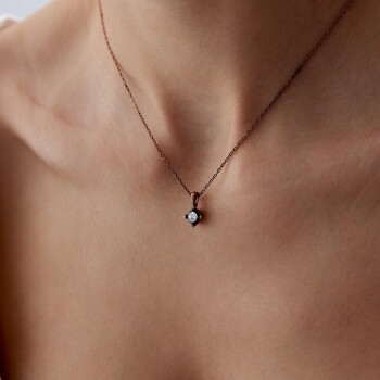 0.08 Ct Elmas Tektaş Kolye - Özkonak (1)