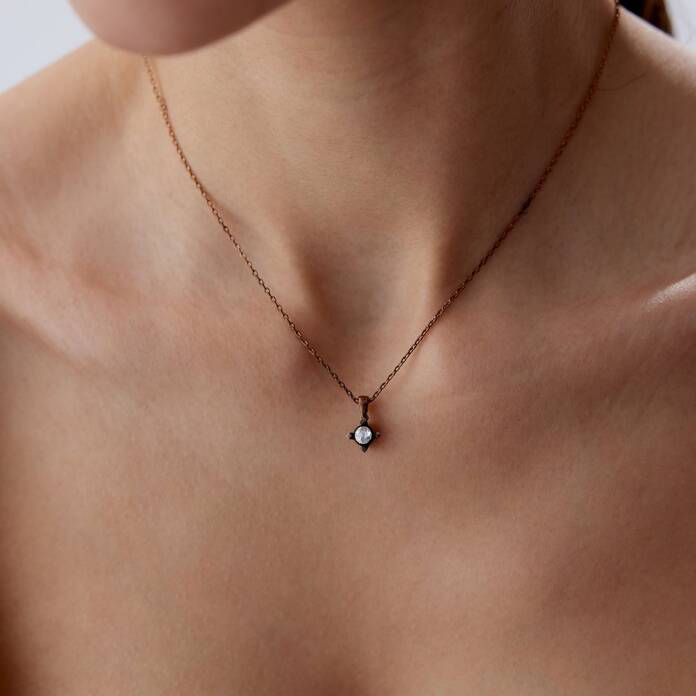 0.08 Ct Elmas Tektaş Kolye - 3