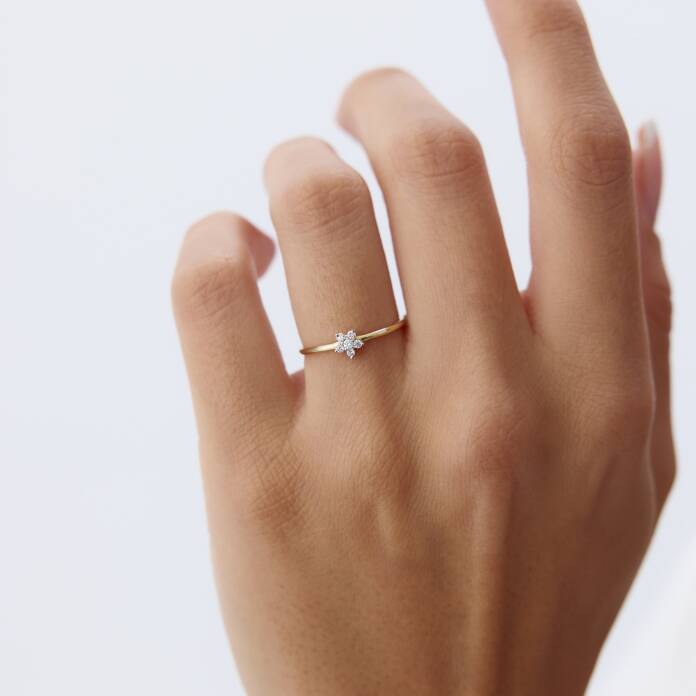 0.08 Ct Pırlanta Aşk Çiçeği Yüzük - 2