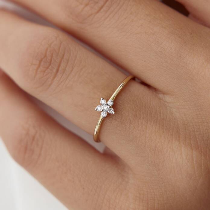 0.08 Ct Pırlanta Aşk Çiçeği Yüzük - 3