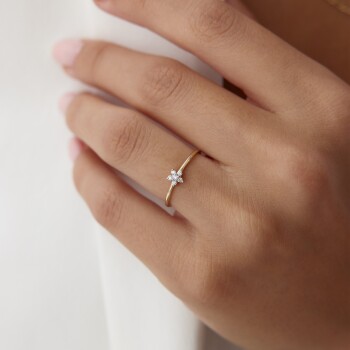 0.08 Ct Pırlanta Aşk Çiçeği Yüzük - 4
