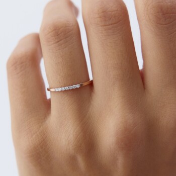 0.08 Ct Pırlanta Minimal Yedi Taş Yüzük - Barla Aykun