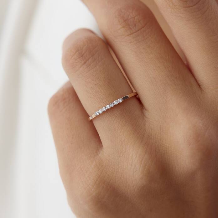 0.08 Ct Pırlanta Minimal Yedi Taş Yüzük - 2