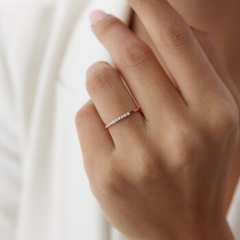 0.08 Ct Pırlanta Minimal Yedi Taş Yüzük - 3