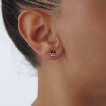 0.09 Ct Queen Pırlanta Küpe - Simoro