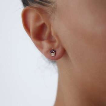 0.09 Ct Queen Pırlanta Küpe - Simoro (1)