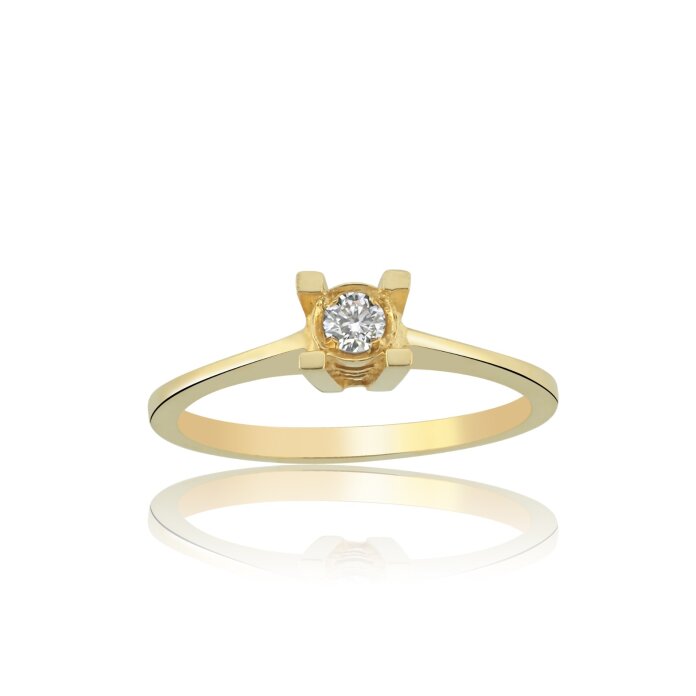 0.10 Ct Kare Tırnak Pırlanta Tektaş Yüzük - 1