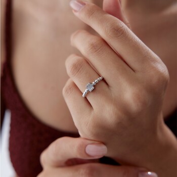 0.11 Ct Bagetli Sıra Top Elmas Yüzük - Özkonak (1)