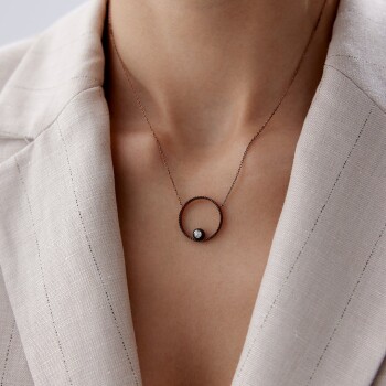 0.12 Ct Elmas Tektaş Circle Kolye - Özkonak