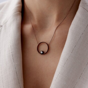 0.12 Ct Elmas Tektaş Circle Kolye - Özkonak (1)