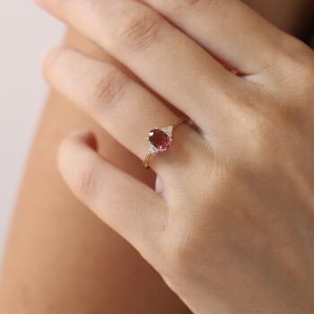 0.12 Ct Pırlanta Turmalin Taşlı Yüzük - Siempre (1)