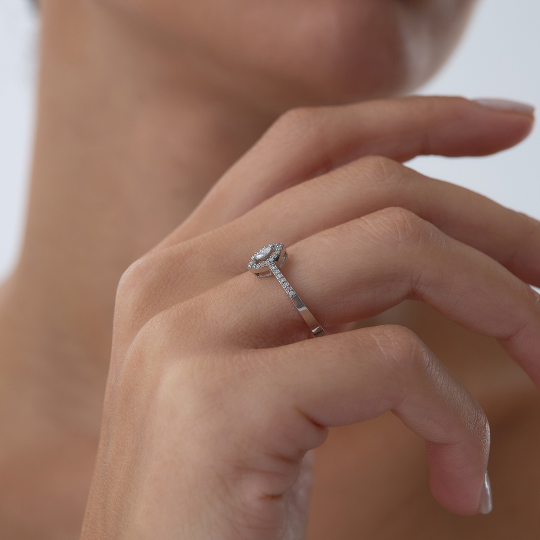 0.13 ct Oval Veronica Pırlanta Yüzük - 3