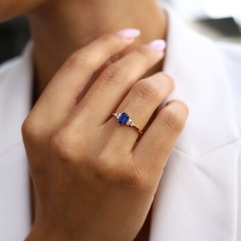 0.14 Ct Pırlanta Safir Yüzük - Siempre