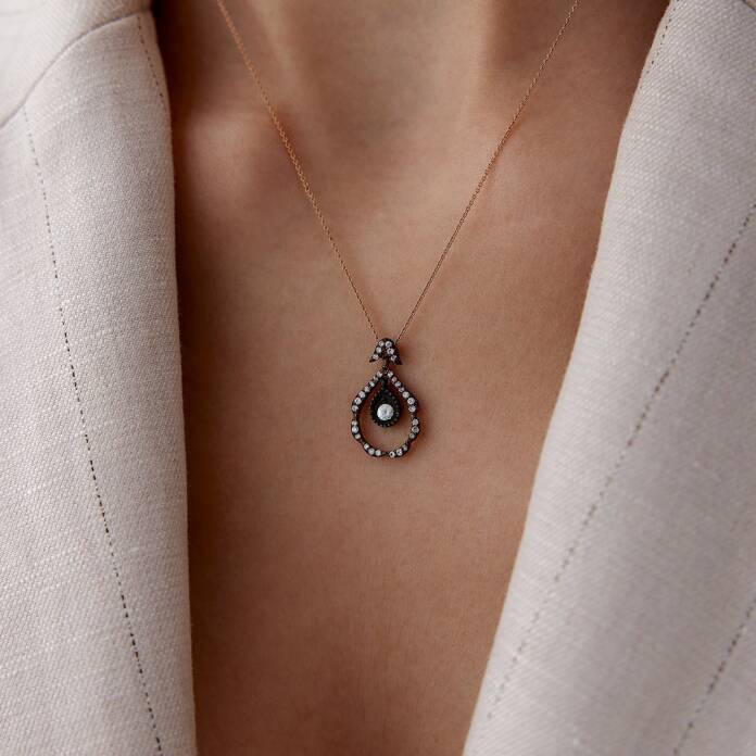 0.15 Ct Elmas Damla Kolye - 1