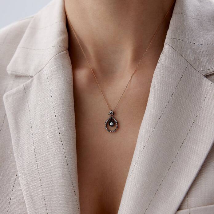 0.15 Ct Elmas Damla Kolye - 3