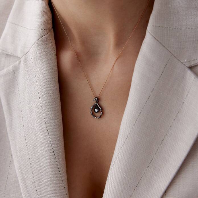 0.15 Ct Elmas Damla Kolye - 4