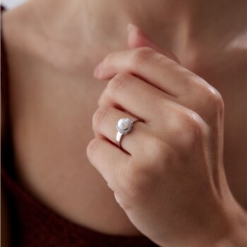 0.15 Ct Pırlanta İnci Yüzük - Özkonak