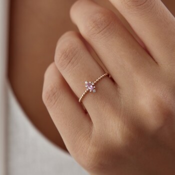 0.15 Ct Pırlanta Pembe Safir Aeden Yüzük - Barla Aykun
