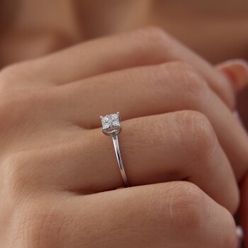 0.16 Ct Pırlanta Prenses Yüzük - Kalben Cevat (1)