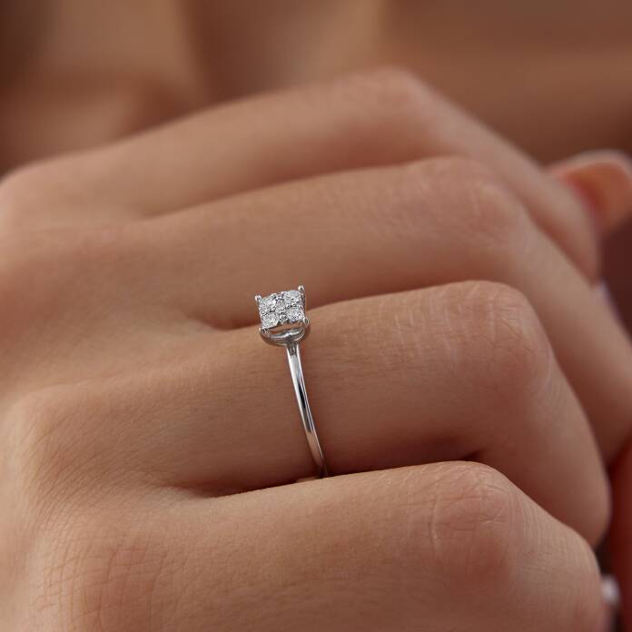 0.16 Ct Pırlanta Prenses Yüzük - 2