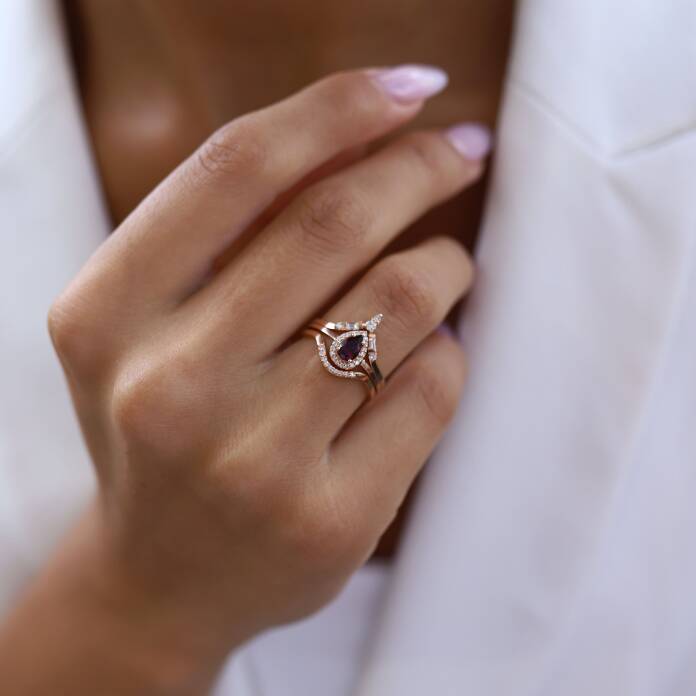 0.16 Ct Pırlanta Sunburst Yüzük - 3