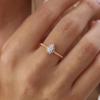 0.16 Ct Pırlanta Vintage Damla Yüzük - Siempre