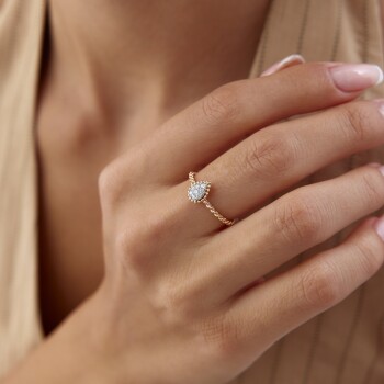 0.16 Ct Pırlanta Vintage Damla Yüzük - 3