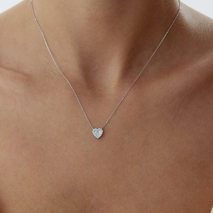 0.16 Karat Baget Kalp Pırlanta Kolye - Özkonak