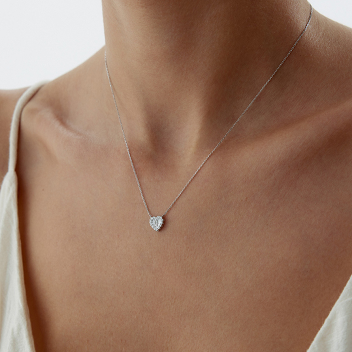 0.16 Karat Baget Kalp Pırlanta Kolye - Özkonak (1)