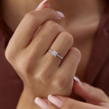 0.17 Ct Pırlanta Prenses Yüzük - Siempre (1)