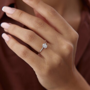 0.18 Ct Parçalı Pırlanta Oval Yüzük - Kalben Cevat (1)