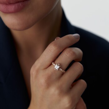 1.07 Ct Pırlanta Prenses Beyaz Safir Yüzük - Siempre