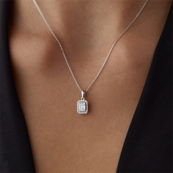 0.18 Karat Pırlanta Baget Kolye - Siempre