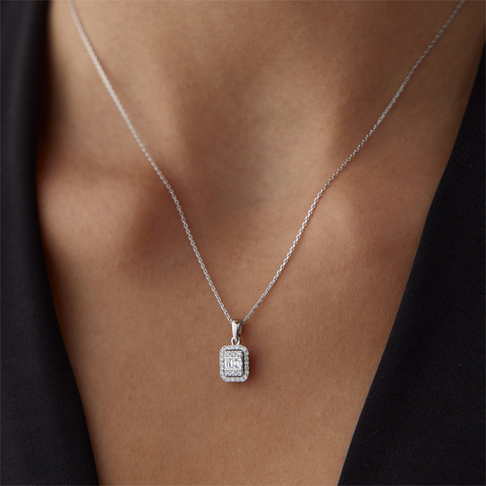 0.18 Karat Pırlanta Baget Kolye - Siempre (1)