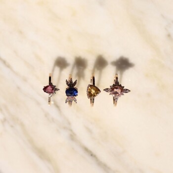 0.19 Ct Pırlanta Angle Blue Topaz Yüzük - Siempre (1)