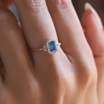 0.20 Ct Pırlanta Baget London Blue Yüzük - Siempre