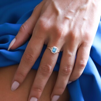 0.20 Ct Pırlanta Baget London Blue Yüzük - Siempre (1)