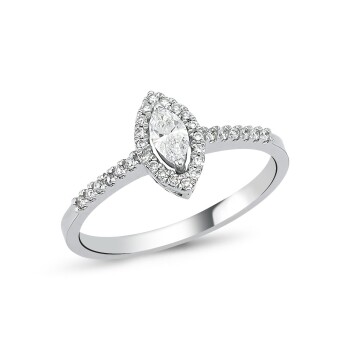 0.22 Ct Pırlanta Sıralı Markiz Yüzük - Siempre