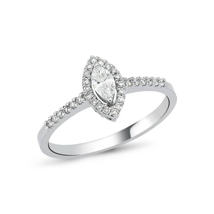 0.22 Ct Pırlanta Sıralı Markiz Yüzük - 1