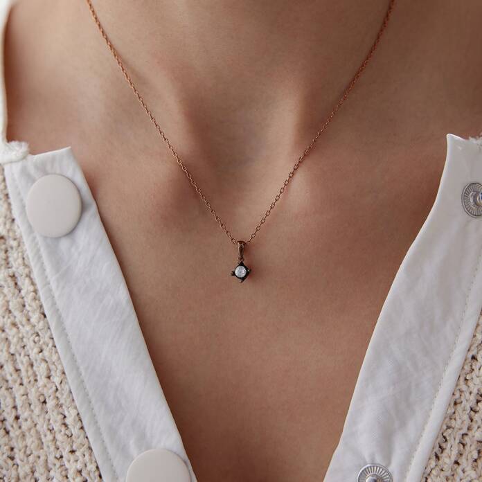 0.25 Ct Elmas Tektaş Kolye - 1